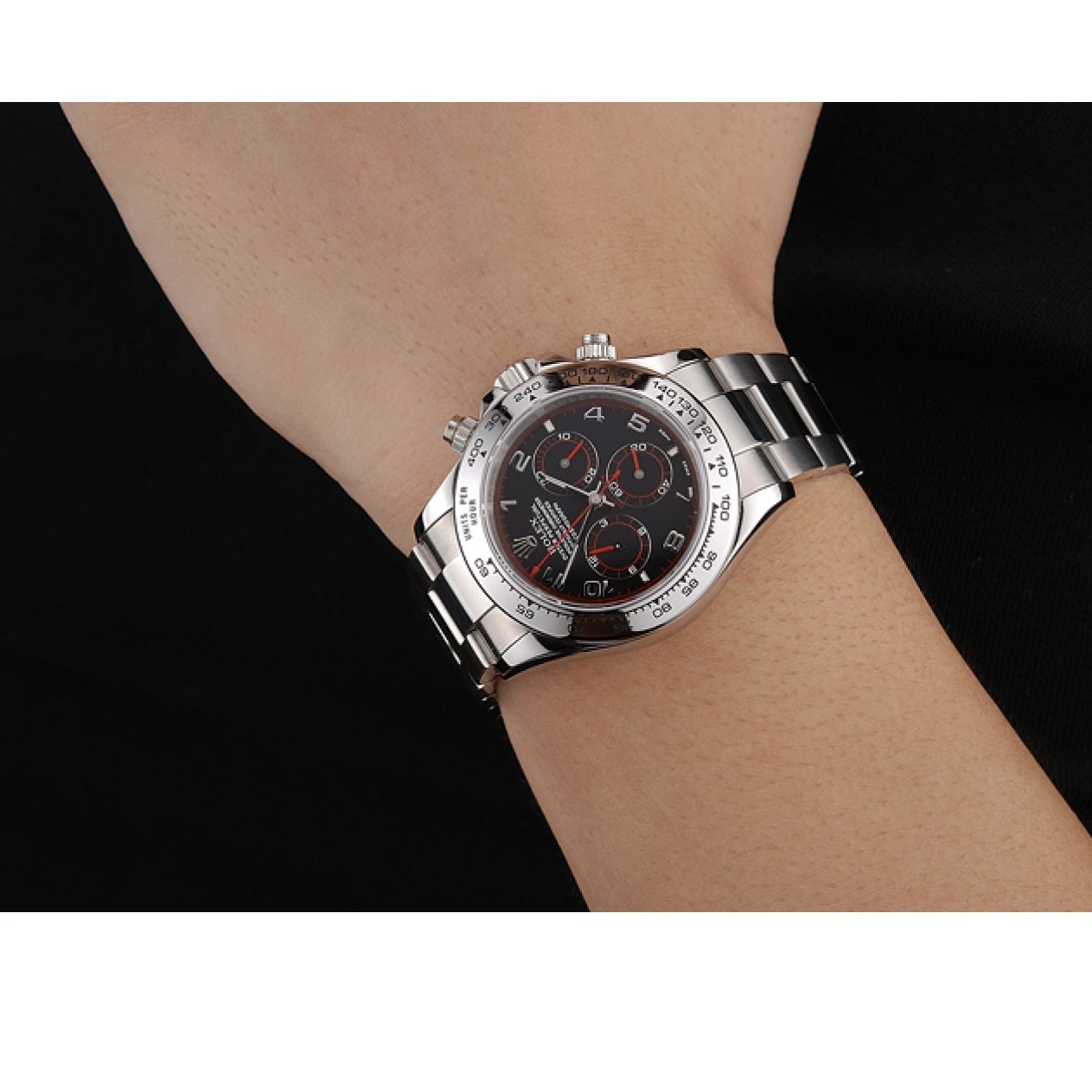 AAA Replica Watches Dial Rolex Steel 80296 Bracelet Black Stainless Swiss Daytona 0821